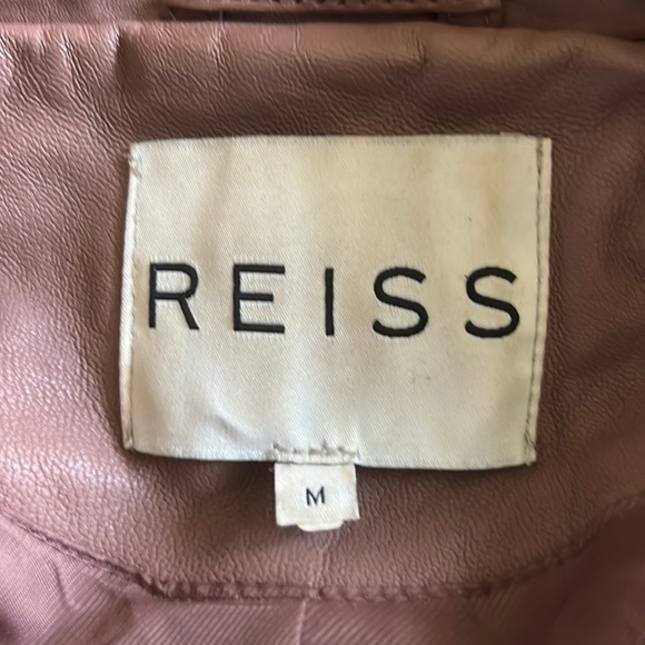 REISS Tan Leather Blazer Jacket Basketweave Textured size medium - Picture 9 of 9